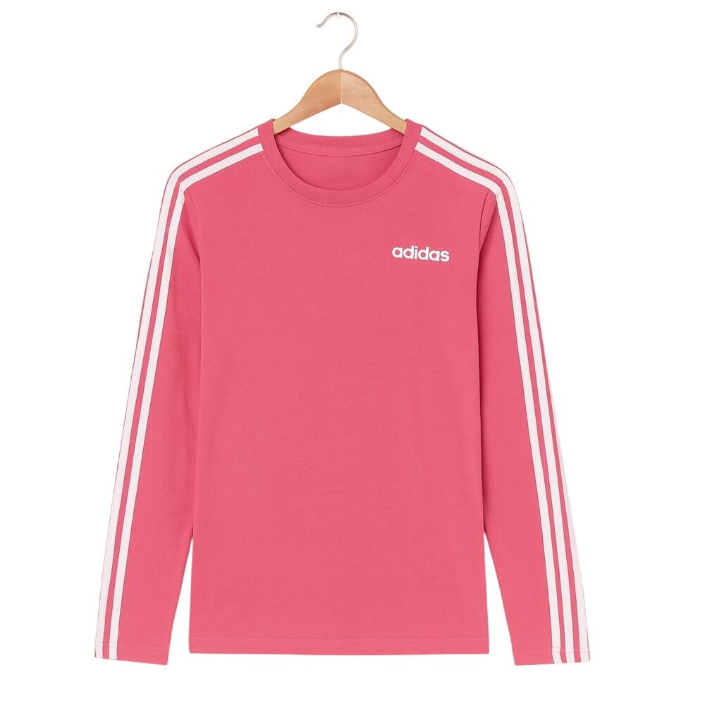 Adidas Long Sleeve Tri-Stripe Shirt in Pink – EUC Size Small - Picture 2 of 4